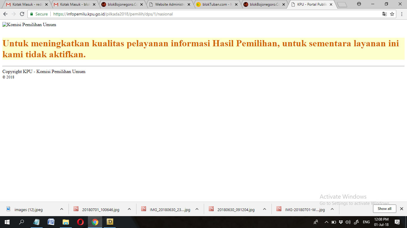 Sejak Kemarin, Website Infopemilu.kpu.go.id Down